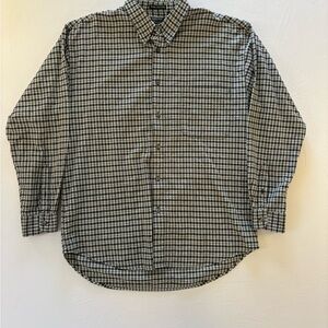 Bugle Boy Exclusive Vintage Long Sleeve Button Down Shirt, Mens L, Black Plaid